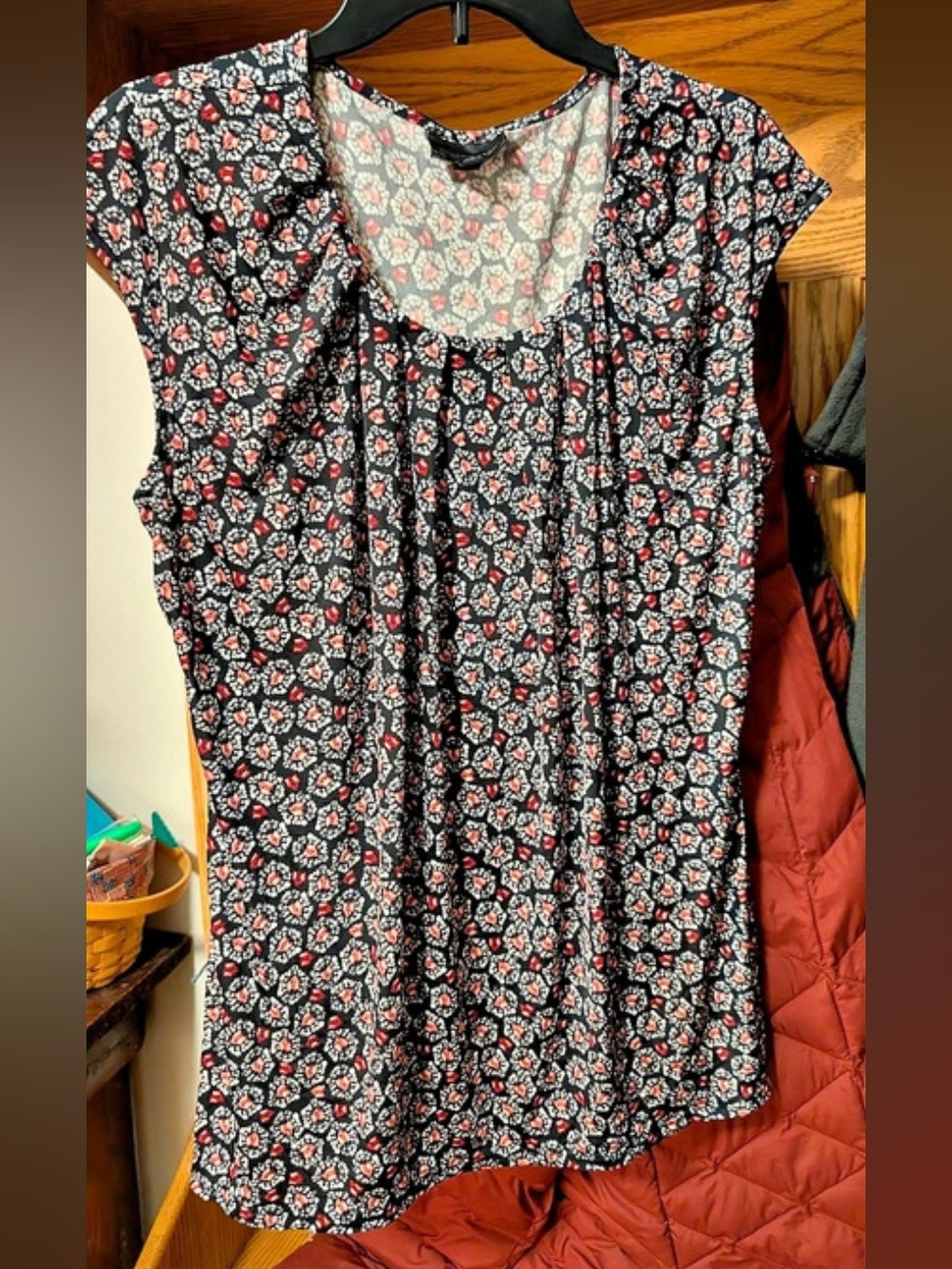 Worthington Floral Mini Dress in Black & Pink Size XL Like New